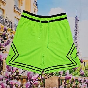 Jordan Neon Green Athletic Shorts with Black Trim Small